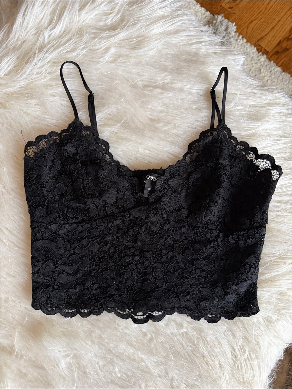 Express Black Lace Camisole Crop Top